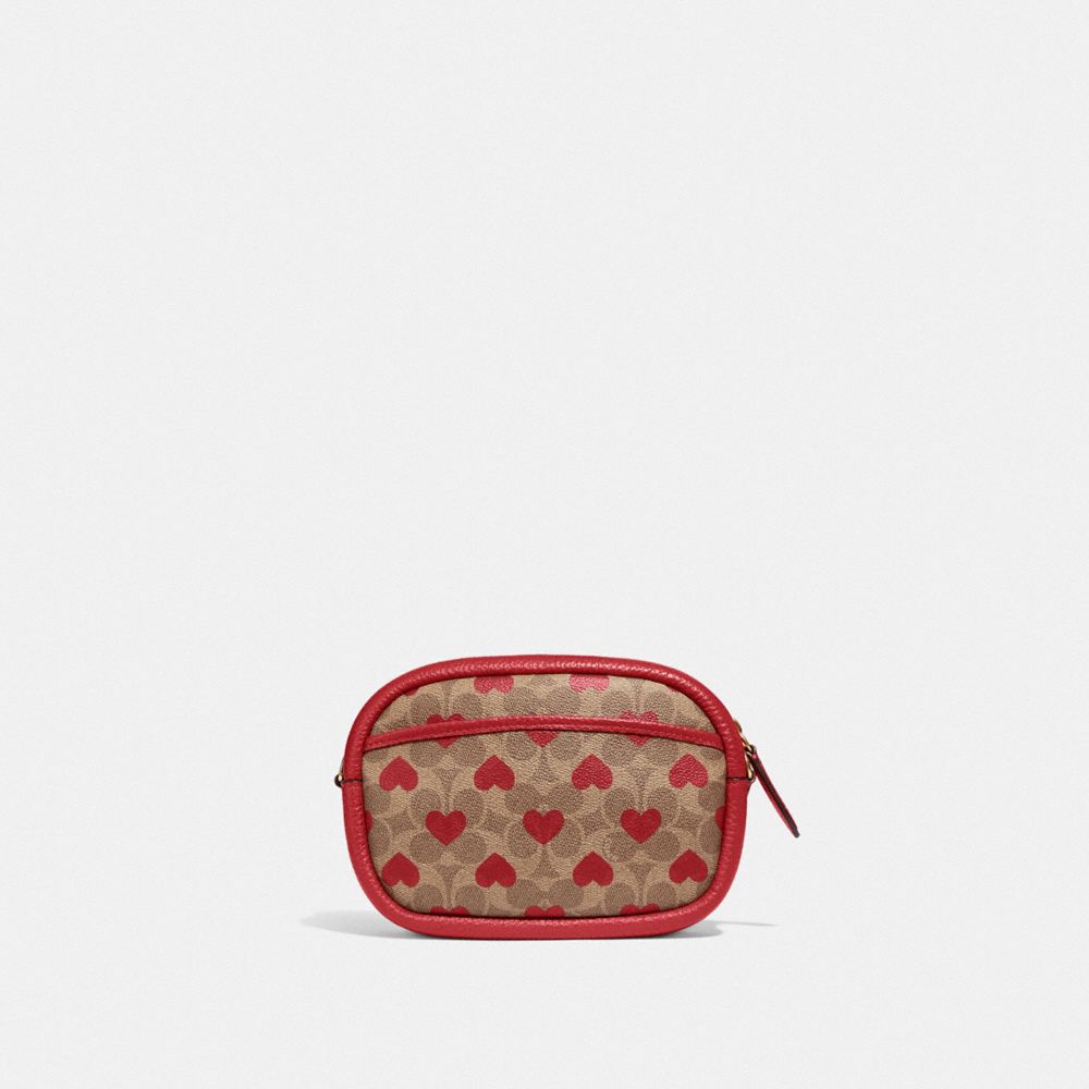 Coach Canvas Signature Heart Print Camera Bag - Tan Red Apple