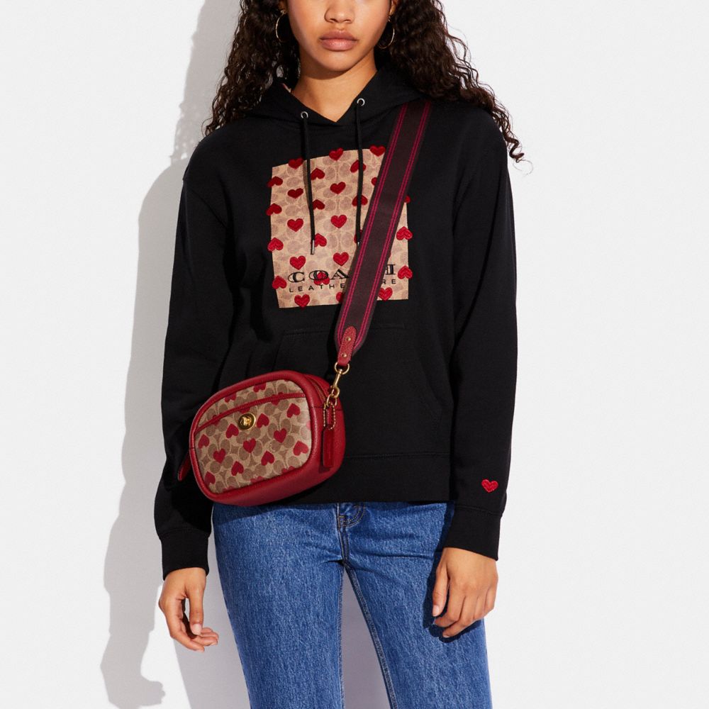 Camera Bag In Signature Canvas With Heart Print