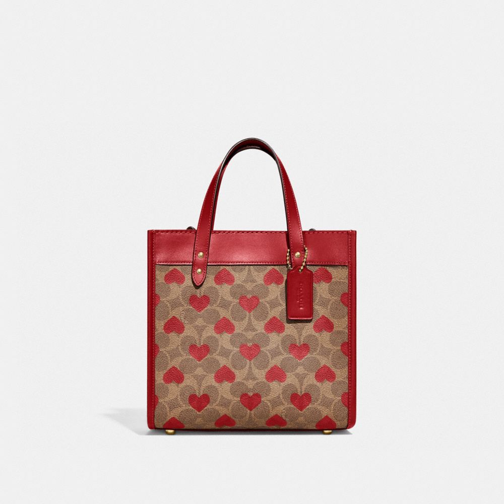 Coach Beige Cherry Print Signature Coated Canvas and Leather Heart