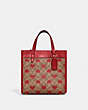 COACH®,FIELD TOTE 22 IN SIGNATURE CANVAS WITH HEART PRINT,Signature Coated Canvas/Smooth Leather,Medium,Brass/Tan Red Apple,Front View