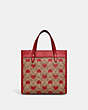 COACH®,FIELD TOTE 22 IN SIGNATURE CANVAS WITH HEART PRINT,Signature Coated Canvas/Smooth Leather,Medium,Brass/Tan Red Apple,Back View