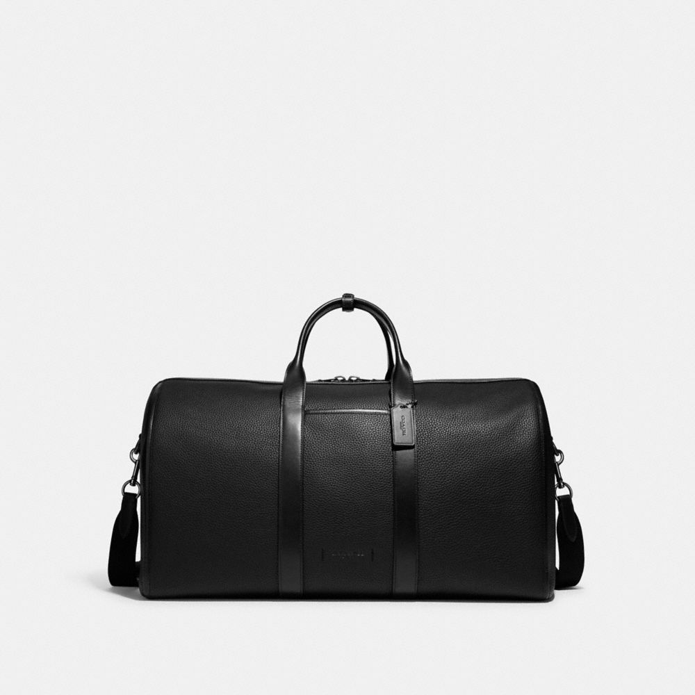 COACH®,GOTHAM DUFFLE BAG,Pebble Leather,X-Large,Black Copper/Black,Front View