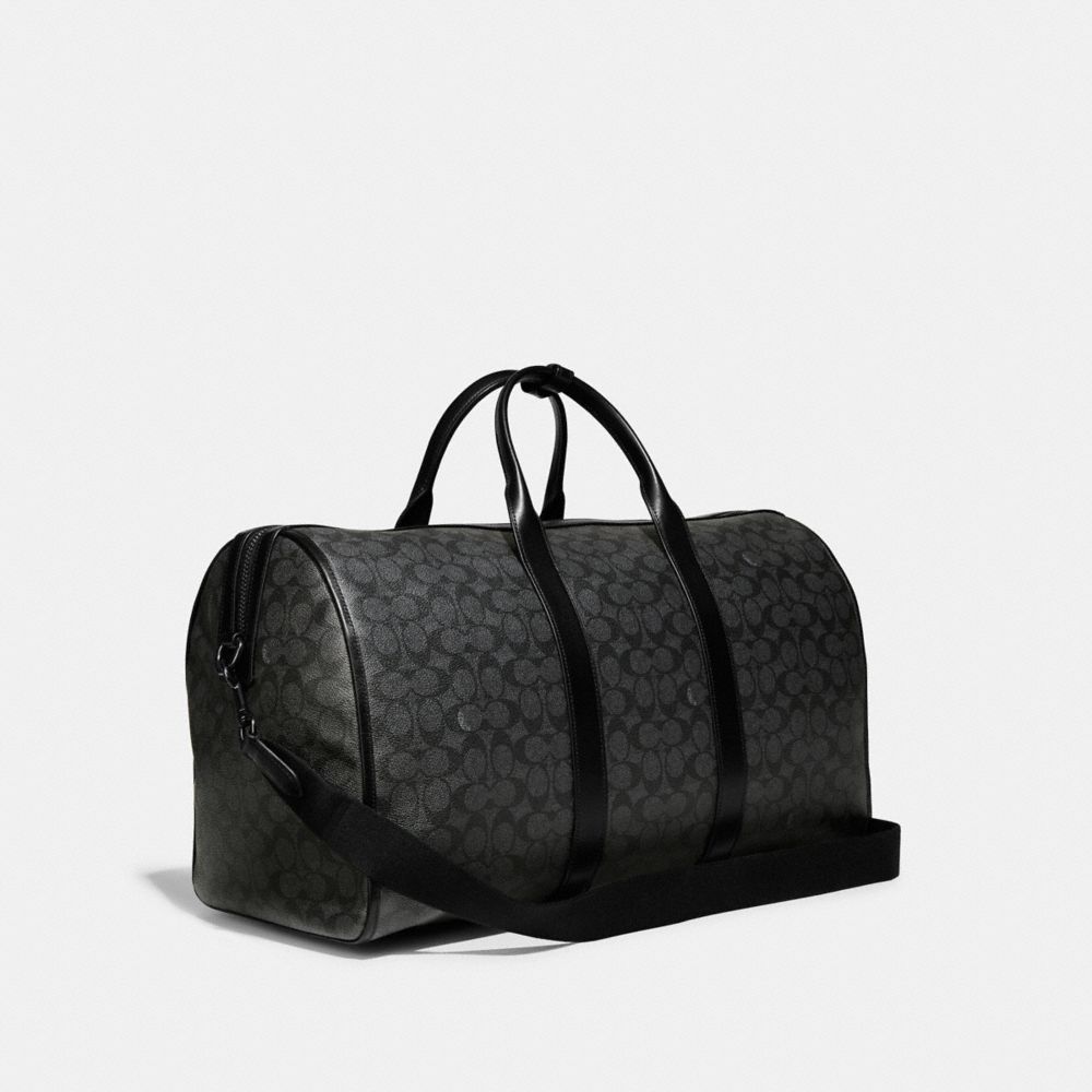 COACH®,GOTHAM DUFFLE BAG IN SIGNATURE CANVAS,Signature Coated Canvas,X-Large,Black Copper/Charcoal,Angle View