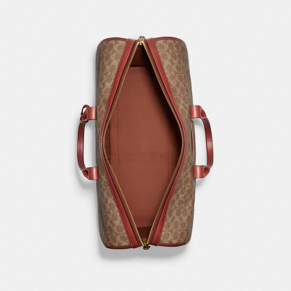 COACH®,Gotham Duffle Bag In Signature Canvas,Canvas,Leather,Duffle Bag,Lined,Travel,,Inside View,Top View