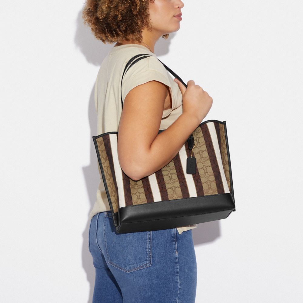 COACH®,Mollie Tote Bag In Signature Jacquard With Stripes,,Detail View