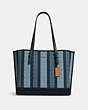 COACH®,MOLLIE TOTE BAG IN SIGNATURE JACQUARD WITH STRIPES,Signature Jacquard,Large,Silver/Midnight Multi,Front View