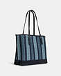 COACH®,MOLLIE TOTE BAG IN SIGNATURE JACQUARD WITH STRIPES,Signature Jacquard,Large,Silver/Midnight Multi,Angle View