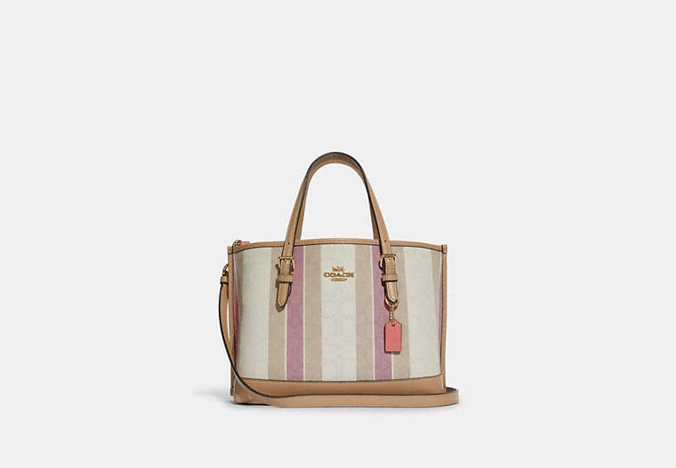 COACH®,MOLLIE TOTE 25 IN SIGNATURE JACQUARD WITH STRIPES,Signature Jacquard,Large,Gold/Taffy Multi,Front View