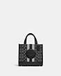 COACH®,DEMPSEY TOTE BAG IN SIGNATURE JACQUARD WITH STRIPE AND COACH PATCH,Jacquard,Medium,Anniversary,Silver/Black Smoke Black Multi,Front View