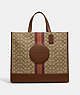 COACH®,DEMPSEY TOTE 40 IN SIGNATURE JACQUARD WITH STRIPE AND COACH PATCH,Jacquard,Large,Office,Im/Khaki/Saddle Multi,Front View