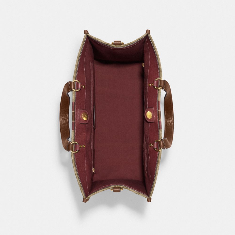 COACH®,Dempsey Tote Bag 40 In Signature Jacquard With Stripe And Coach Patch,,Inside View,Top View