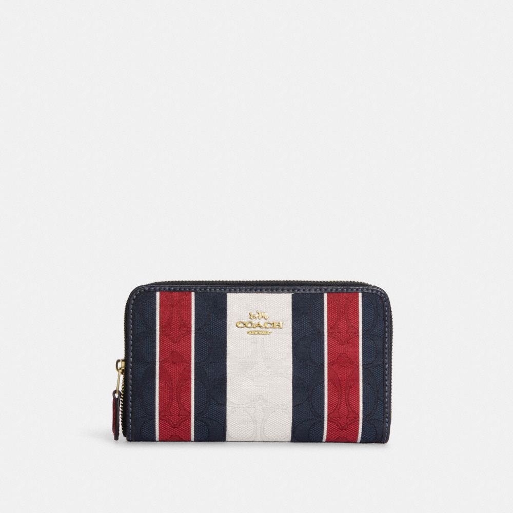 medium id zip wallet in signature jacquard with stripes