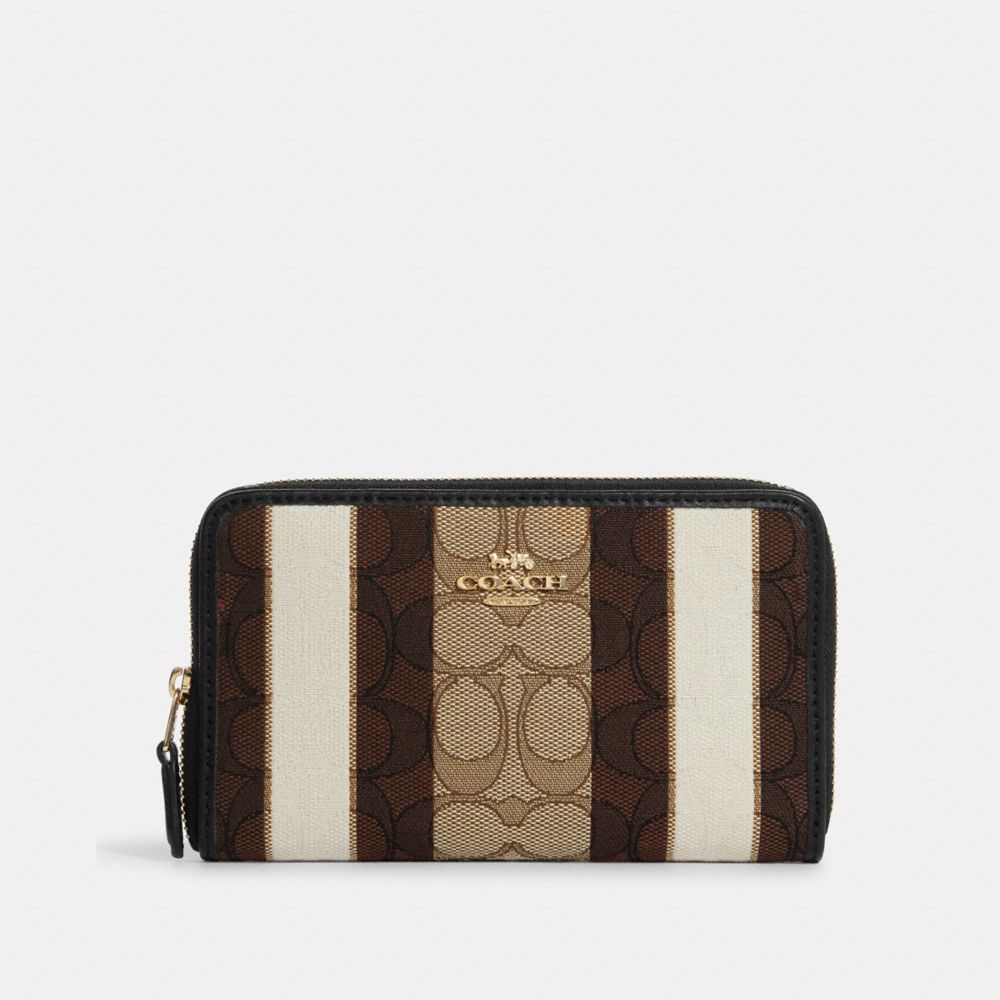 Portefeuille Moyen à Zip Pour Pièce D’identité En Jacquard Signature à Rayures