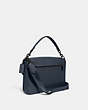 COACH®,SOFT TABBY MESSENGER,Smooth Leather/Pebble Leather,Small,Denim,Angle View