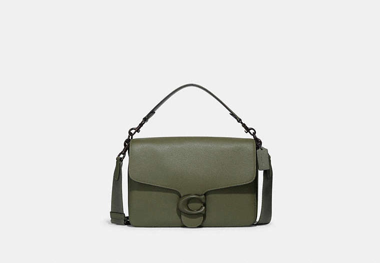 COACH®,SOFT TABBY MESSENGER,Smooth Leather/Pebble Leather,Small,Army Green/Black Copper,Front View