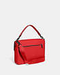 COACH®,SOFT TABBY MESSENGER IN SIGNATURE LEATHER,Pebbled Leather,Small,Sport Red,Angle View