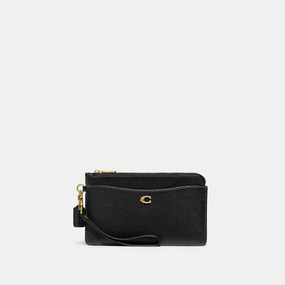 COACH®,L-ZIP WRISTLET,Mini,Brass/Black,Front View