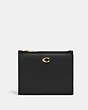 COACH®,BIFOLD SNAP WALLET,Refined Calf Leather,Mini,Brass/Black,Front View