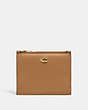 COACH®,BIFOLD SNAP WALLET,Refined Calf Leather,Mini,Brass/Light Camel,Front View