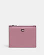 COACH®,BIFOLD SNAP WALLET,Refined Calf Leather,Mini,Pewter/Violet Orchid,Front View