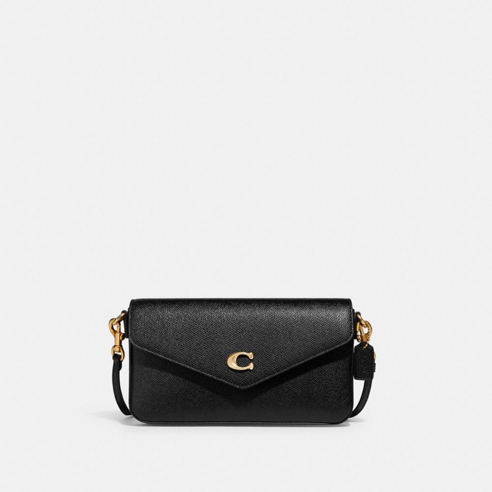 COACH®,WYN CROSSBODY BAG,Crossgrain Leather,Small,Brass/Black,Front View