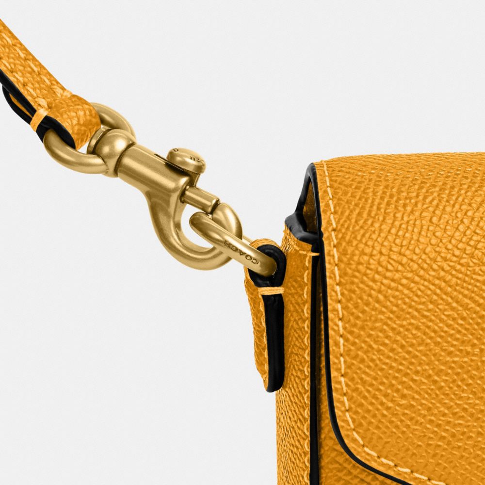 COACH®,Wyn Crossbody Bag,Leather,Crossbody,Logo,Metal,Casual,Mustard,Closer View