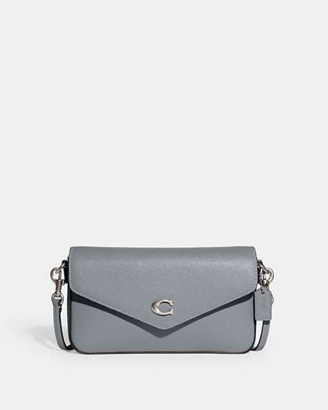 COACH®,WYN CROSSBODY BAG,Crossgrain Leather,Small,Silver/Grey Blue,Front View