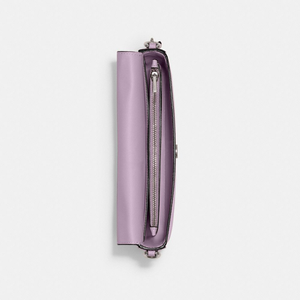 COACH®,Wyn Crossbody Bag,Leather,Crossbody,Logo,Metal,Casual,Lavender,Purple,Inside View,Top View