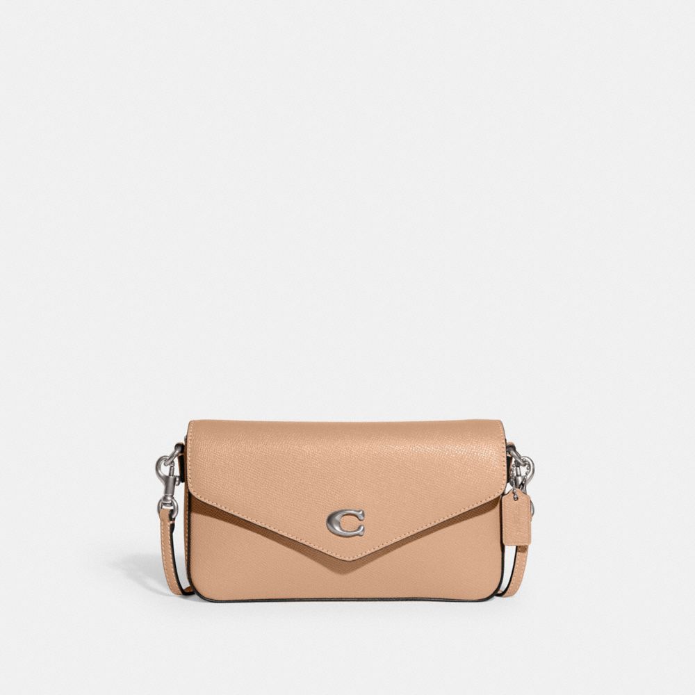 COACH®,PORTÉ-CROISÉ WYN,Cuir Cross-grain,Argent/Chamois,Front View