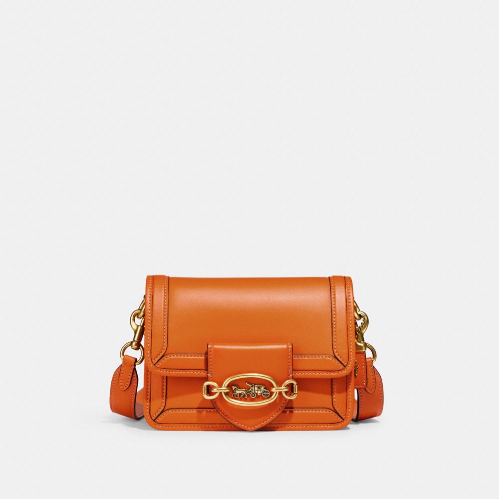 COACH®,PORTÉ-CROISÉ HERO,Cuir tanné,Laiton/PAPAYE,Front View