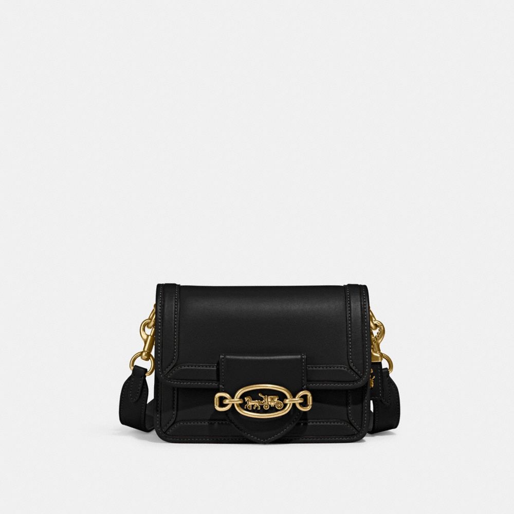 COACH®,HERO CROSSBODY,Glovetanned Leather,Small,Brass/Black,Front View
