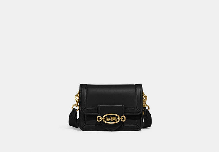 COACH®,HERO CROSSBODY,Glovetanned Leather,Small,Brass/Black,Front View