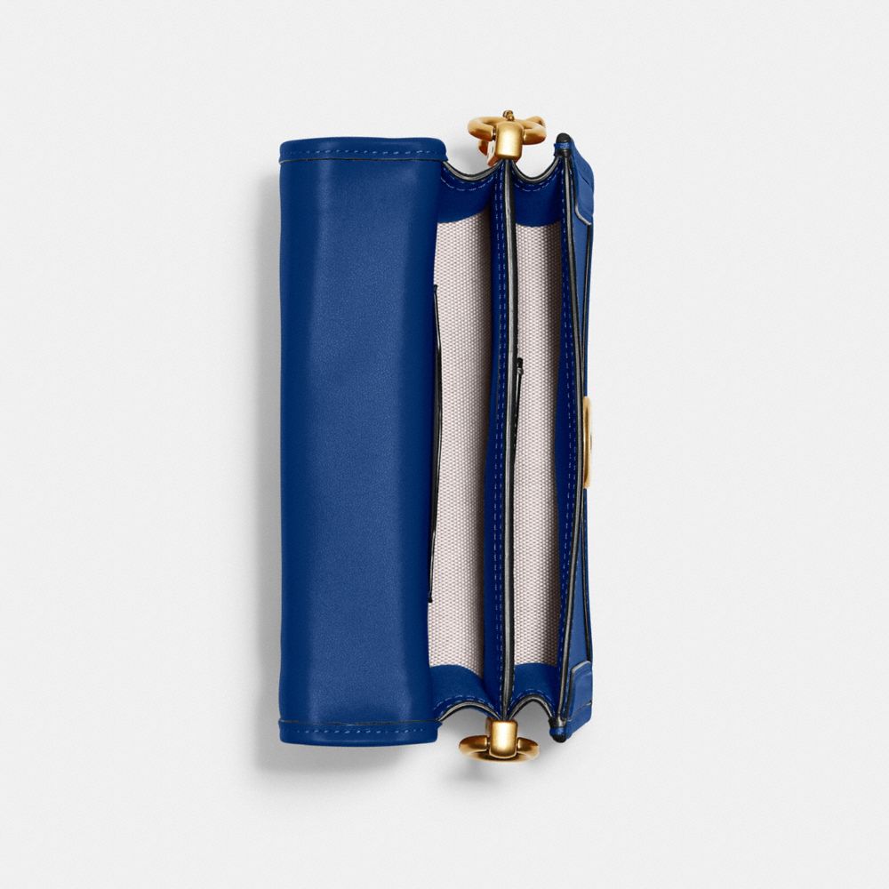 COACH®,PORTÉ-CROISÉ HERO,Cuir tanné,Laiton/Nageoire bleue,Inside View,Top View