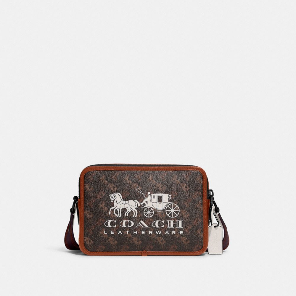 COACH®,CHARTER CROSSBODY BAG 24 WITH HORSE AND CARRIAGE PRINT,Medium,Black Copper/Truffle/Chalk,Front View image number 0
