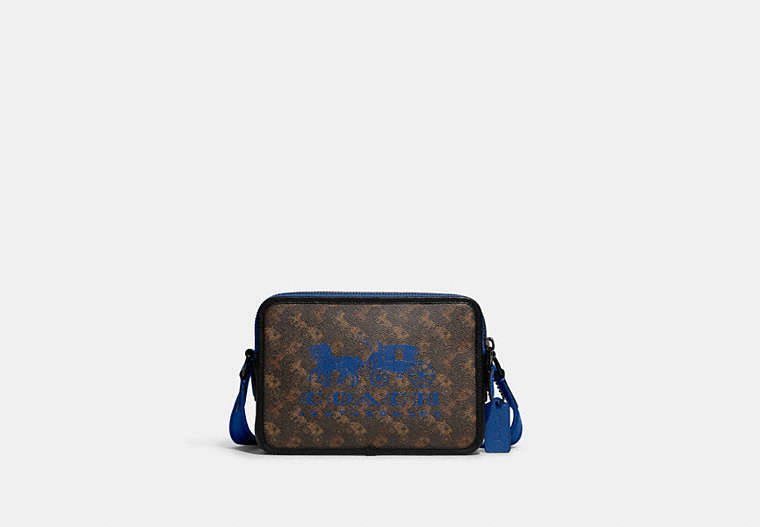 COACH®,CHARTER CROSSBODY BAG 24 WITH HORSE AND CARRIAGE PRINT,Printed Coated Canvas,Medium,Black Copper/Truffle/Blue Fin,Front View