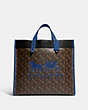 COACH®,FIELD TOTE 40 WITH HORSE AND CARRIAGE PRINT,Printed Coated Canvas,X-Large,Black Copper/Truffle/Blue Fin,Front View