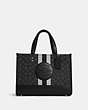 COACH®,DEMPSEY CARRYALL BAG IN SIGNATURE JACQUARD WITH STRIPE AND COACH PATCH,Jacquard,Large,Travel,Silver/Black Smoke Black Multi,Front View