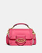COACH®,HERO SHOULDER BAG,Glovetanned Leather,Small,Brass/Petunia,Front View