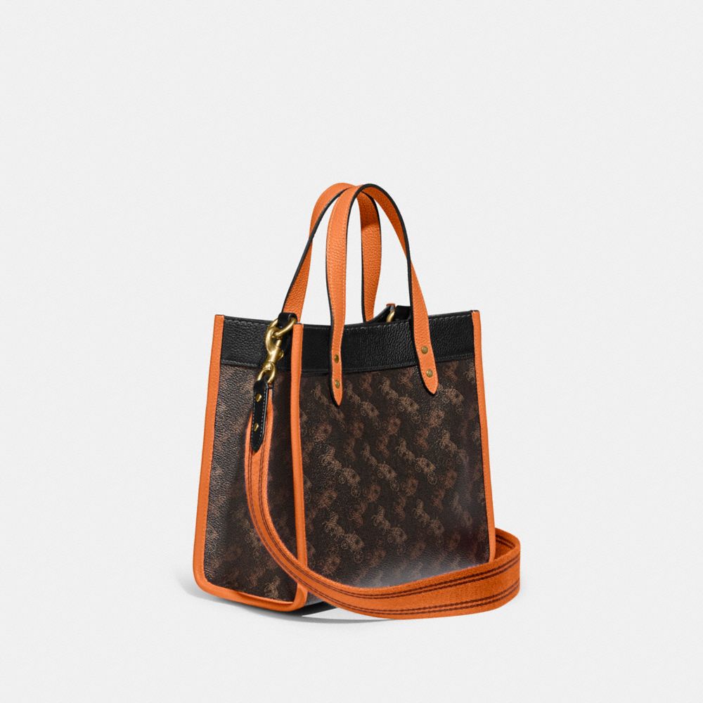 COACH®,Field Tote 22 With Horse And Carriage Print And Carriage Badge,,Angle View