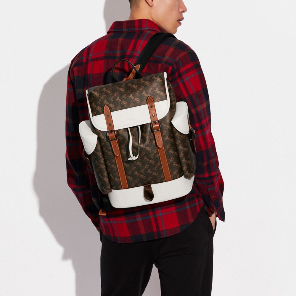 coach hitch backpack with horse and carriage print