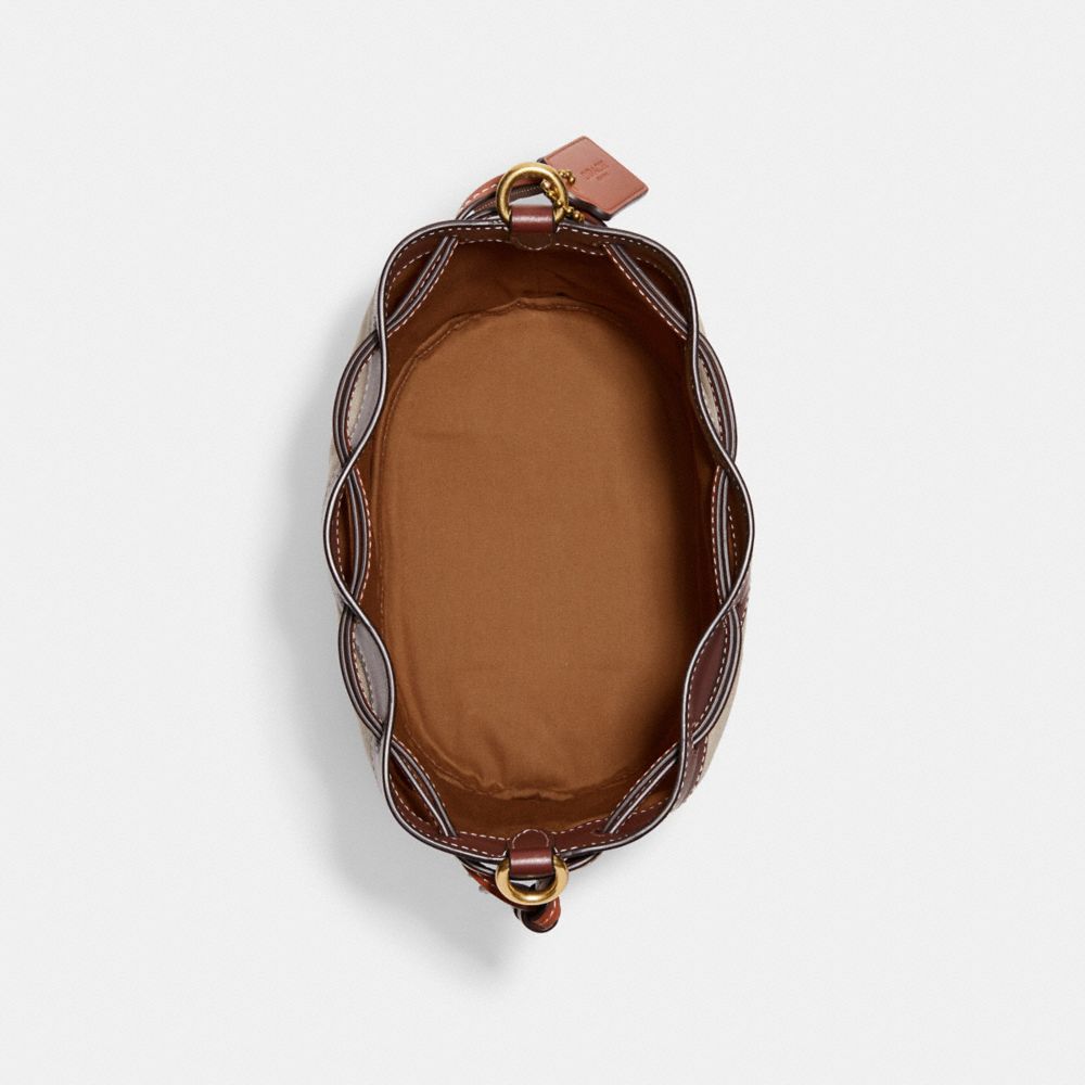 COACH®,Field Bucket Bag With Coach Badge,,Inside View,Top View
