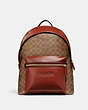 COACH®,CHARTER BACKPACK IN SIGNATURE CANVAS,Signature Coated Canvas,Large,Brass/Tan/Rust,Front View