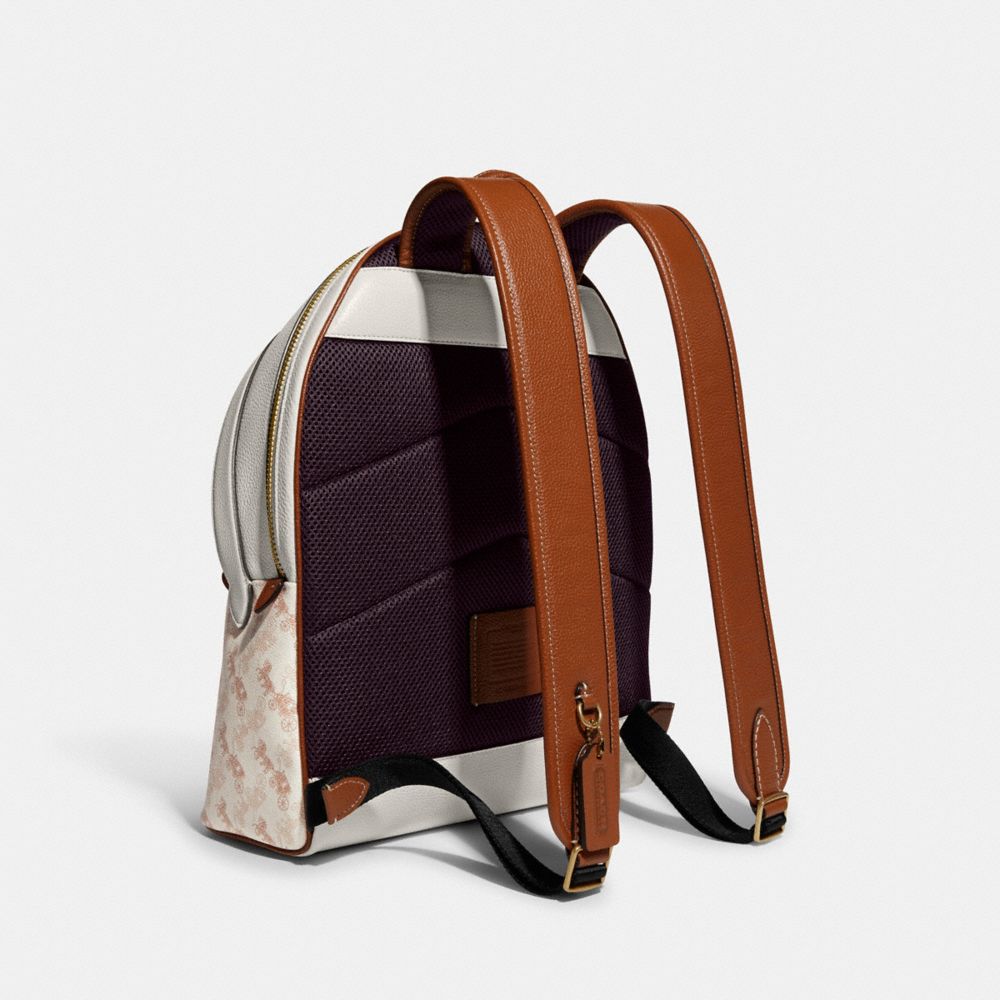 COACH®,チャーター バックパック ウィズ ホース アンド キャリッジ プリント,リュック＆バックパック,ﾌﾞﾗｽ/ﾁｮｰｸ ﾊﾞｰﾆｯｼｭﾄﾞ ｱﾝﾊﾞｰ