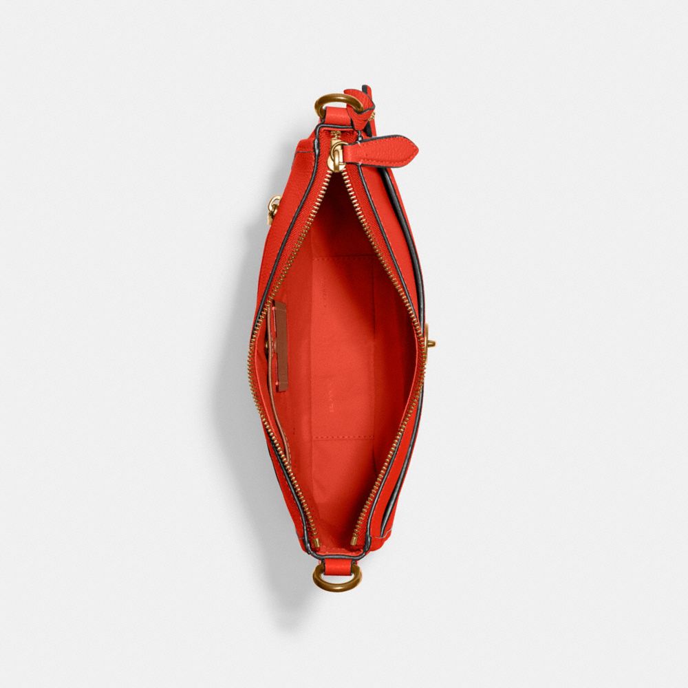 COACH®,Chaise Crossbody Bag,Leather,Hobo,Logo,Metal,Gold Metal,Casual,Coral,Inside View,Top View