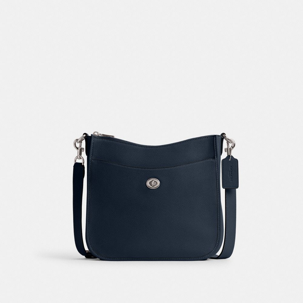 COACH®,Chaise Crossbody Bag,Leather,Hobo,Logo,Metal,Gold Metal,Casual,,Front View