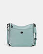COACH®,CHAISE CROSSBODY,Pebbled Leather,Small,Pewter/Aqua,Front View