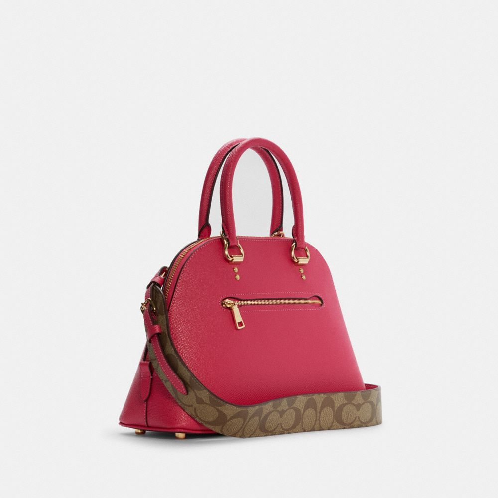 Coach Pink/Beige Leather Signature Strap Katy Satchel Coach