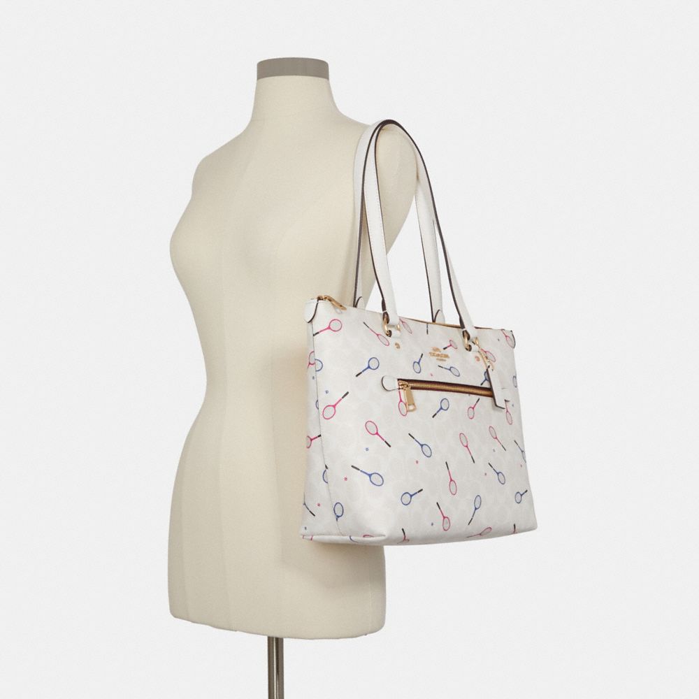 Gallery Tote Bag In Signature Canvas With Racquet Print