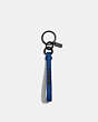 COACH®,LOOP KEY FOB,Refined Calf Leather,Mini,Blue Fin/Black,Front View