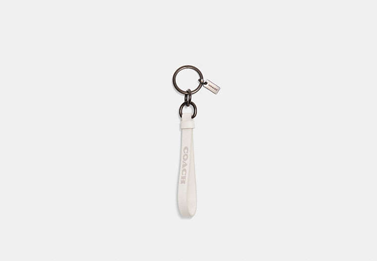 COACH®,LOOP KEY FOB,Refined Calf Leather,Mini,Chalk/Steam,Front View